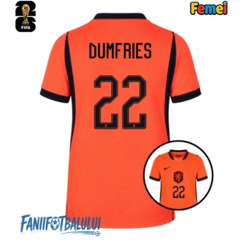 Țările de Jos Denzel Dumfries #22 Echipament de Fotbal Replică Mondial 2026 Femei Acasa